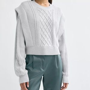 BABATON SEEK CABLE KNIT SWEATER WITH SHOULDER PADS SIZE XL